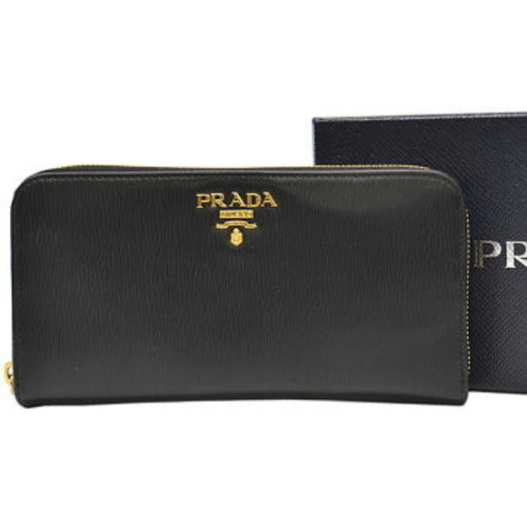 Prada Long Wallet Black Leather - Picture 1 of 3